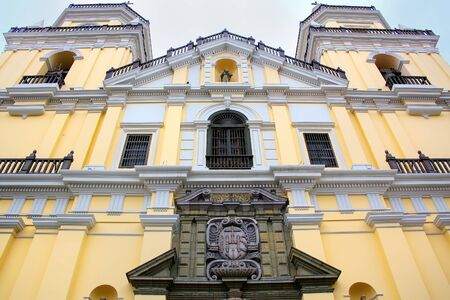 Facade of Saint Peter Church in Lima, Peru. This church is part of the Historic Centre of Lima, which was added to the UNESCO World Heritage List in 1991.のeditorial素材