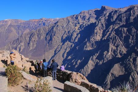 Mirador Cruz del Condor in Colca Canyon, Peru. It is very popular viewpoint for spotting Andean condors.のeditorial素材