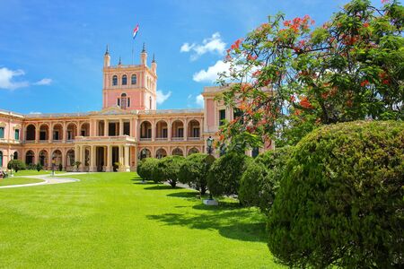 Presidential Palace in Asuncion, Paraguay. It serves as a workplace for the President and the government of Paraguay.のeditorial素材