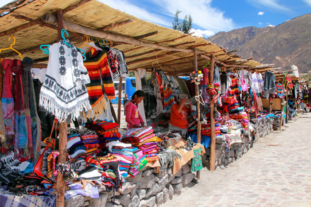 Souvenir market in Maca village in Colca Canyon, Peru. Maca is one of the three main tourist towns of the Colca Canyon.のeditorial素材