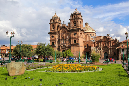 Iglesia de la Compania de Jesus on Plaza de Armas in Cusco, Peru.のeditorial素材