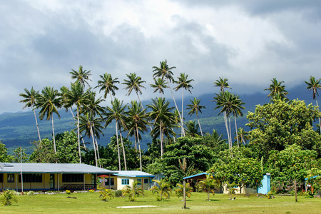 Typical fijian house in Lavena village on Taveuni Island, Fiji. Taveuni is the third largest island in Fiji.のeditorial素材