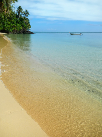 Sandy beach along Lavena Coastal Walk on Taveuni Island, Fiji. Taveuni is the third largest island in Fiji.のeditorial素材
