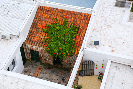 Rooftops of houses in historic quarter of Colonia del Sacramento, Uruguay. It is one of the oldest towns in Uruguayの写真素材