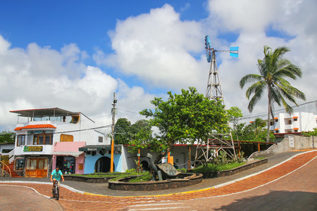 Avenida Charles Darwin in Puerto Ayora on Santa Cruz Island, Galapagos National Park, Ecuador. Puerto Ayora is the most populous town in the Galapagos Islandsのeditorial素材