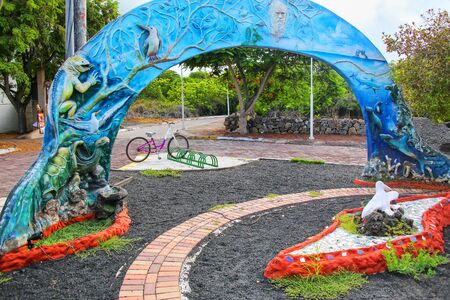 Arch at Charles Darwin Research Station on Santa Cruz Island, Galapagos National Park, Ecuador. Here scientists work on research and projects for conservation of the Galapagos terrestrial and marine ecosystems.のeditorial素材