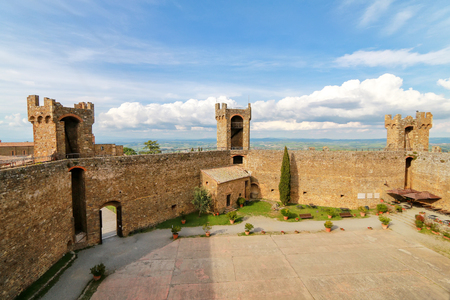 Courtyard of Montalcino Fortress in Val d'Orcia, Tuscany, Italy. The fortress was built in 1361 atop the highest point of the town.のeditorial素材