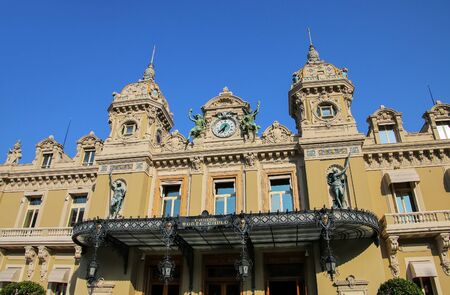 Main entrance of Monte Carlo Casino in Monaco. Monte Carlo Casino is a gambling and entertainment complex.のeditorial素材