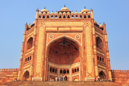 Buland Darwasa (Victory Gate) leading to Jama Masjid in Fatehpur Sikri, Uttar Pradesh, India. It is the highest gateway in the world and is an example of Mughal architecture.の写真素材