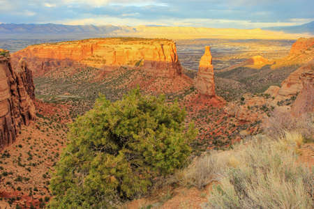 View of Wedding Canyon and Sentinel Spire in Colorado National Monument, Grand Junction, USAの写真素材
