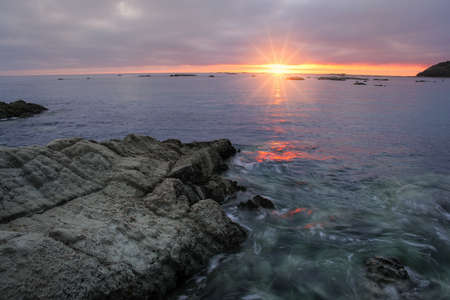 Sunrise on Kaikoura peninsula, South Island, New Zealand. The area is a popular ecotourism destinationの写真素材