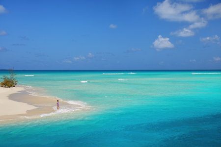Sandy beach at the tip of Mouli Island in Ouvea lagoon, Loyalty Islands, New Caledonia.の写真素材