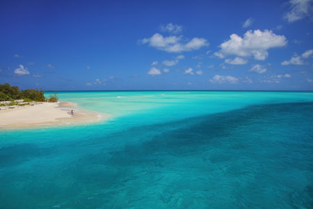Sandy beach at the tip of Mouli Island in Ouvea lagoon, Loyalty Islands, New Caledonia. The lagoon was listed as Unesco World Heritage site in 2008.の写真素材