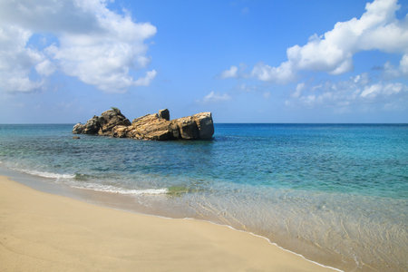 Anse La Roche Beach on Carriacou Island, Grenada. Carriacou is the largest island in the Grenadines.