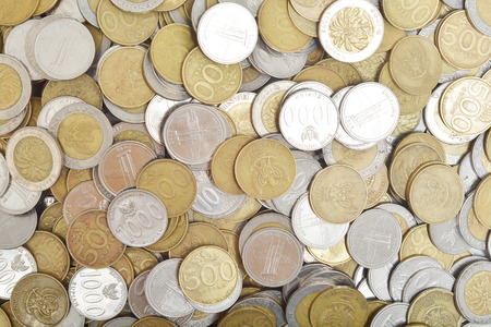stacks of coins from Indonesia consists of one thousand and five hundred fragments.