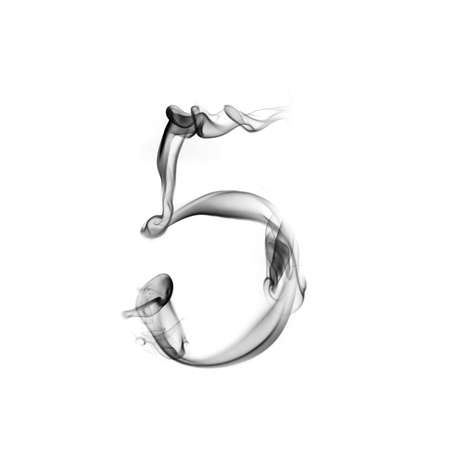 one number from a smoky alphabet isolated on white backgroundの写真素材