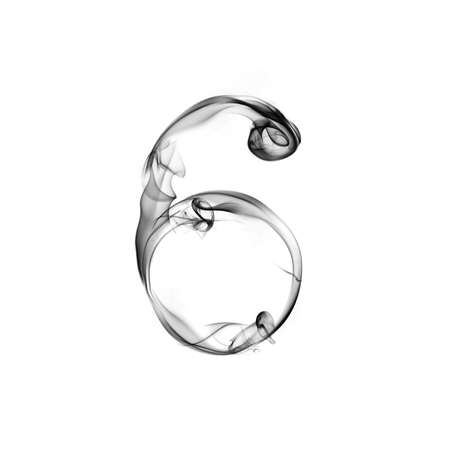 one number from a smoky alphabet isolated on white backgroundの写真素材