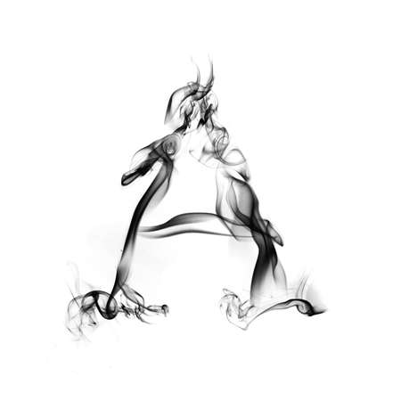 one letter from a smoky alphabet isolated on white backgroundの写真素材