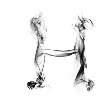 one letter from a smoky alphabet isolated on white backgroundの写真素材