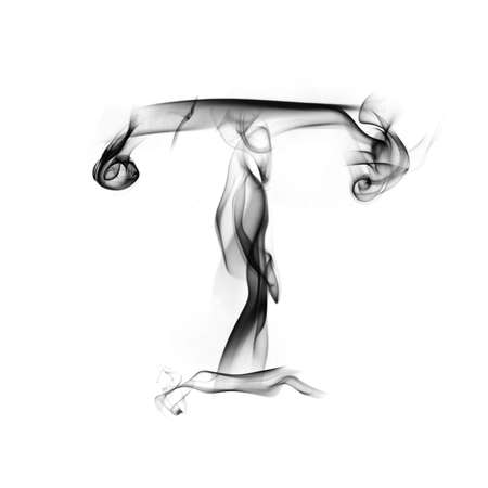 one letter from a smoky alphabet isolated on white backgroundの写真素材