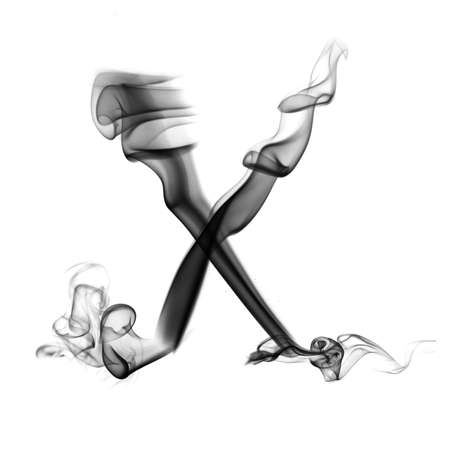 one letter from a smoky alphabet isolated on white backgroundの写真素材