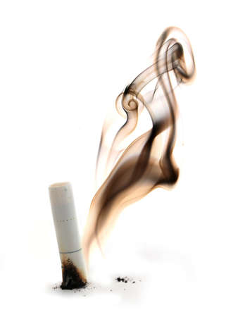 concept cigarette smoke isolated on white backgroundの写真素材