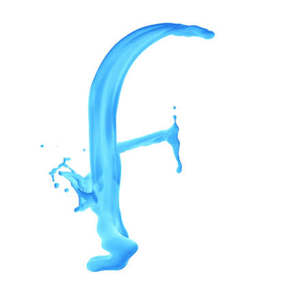 one letter from aqua alphabet isolated on whiteの写真素材