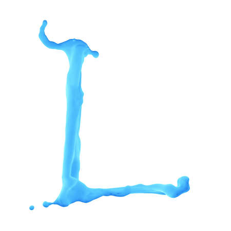one letter from aqua alphabet isolated on whiteの写真素材