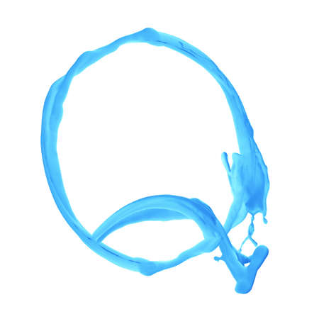 one letter from aqua alphabet isolated on whiteの写真素材