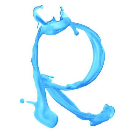 one letter from aqua alphabet isolated on whiteの写真素材