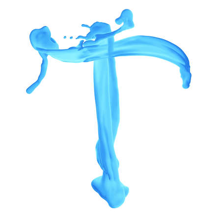 one letter from aqua alphabet isolated on whiteの写真素材