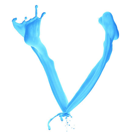 one letter from aqua alphabet isolated on whiteの写真素材