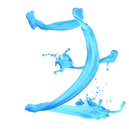 one letter from aqua alphabet isolated on whiteの写真素材