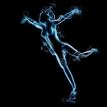 smoky girl on black backgroundの写真素材