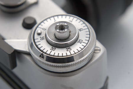 retro photo camera isolated on whiteの写真素材