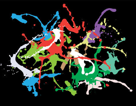 Colourful ink splat vector design on black backgroundのイラスト素材