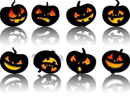 set of vector halloween pumpkinsのイラスト素材