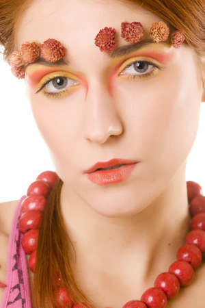 studio shot of a beautiful young woman on white backgroundの写真素材