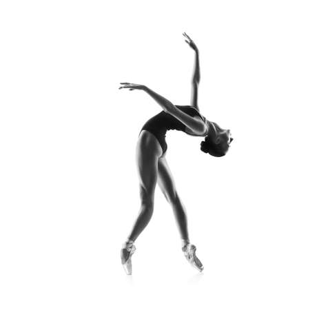 beautiful ballet dancer isolated on whiteの写真素材