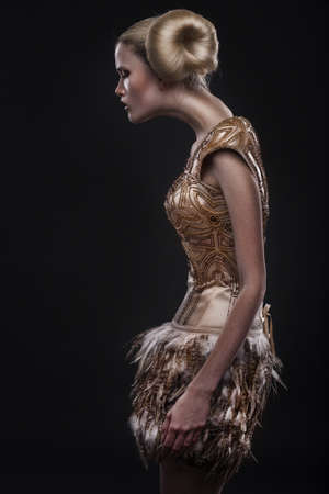 Profile of woman with fashion hairstyleの写真素材