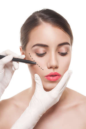 woman before plastic surgery operationの写真素材