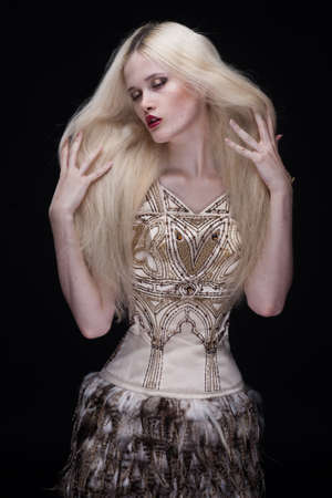 Vogue style photo of a beauty womanの写真素材