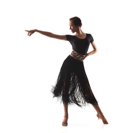woman dancer wearing black latina dressの写真素材