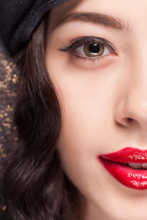 Half face portrait of beatiful womanの写真素材