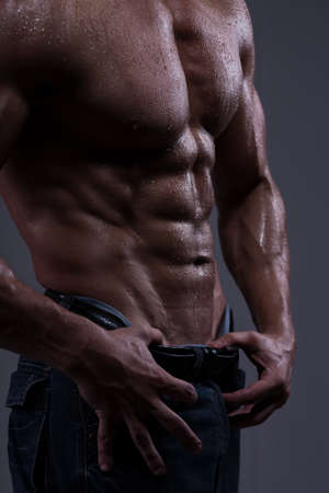 Strong athletic man torsoの写真素材