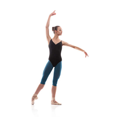 beautiful woman ballet dancer isolated on white backgroundの写真素材