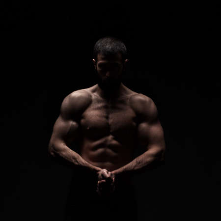 young athlete bodybuilder manの写真素材