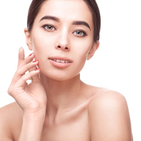 Beautiful young woman with clean fresh skinの写真素材