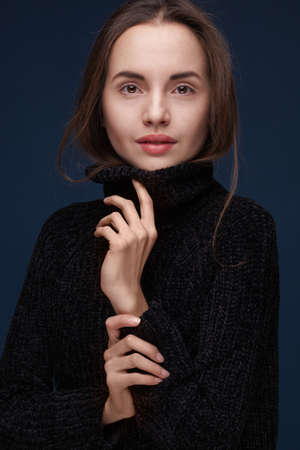Portrait of young beautiful woman with light makeupの写真素材