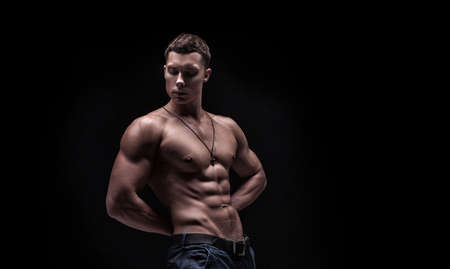young athlete bodybuilder manの写真素材